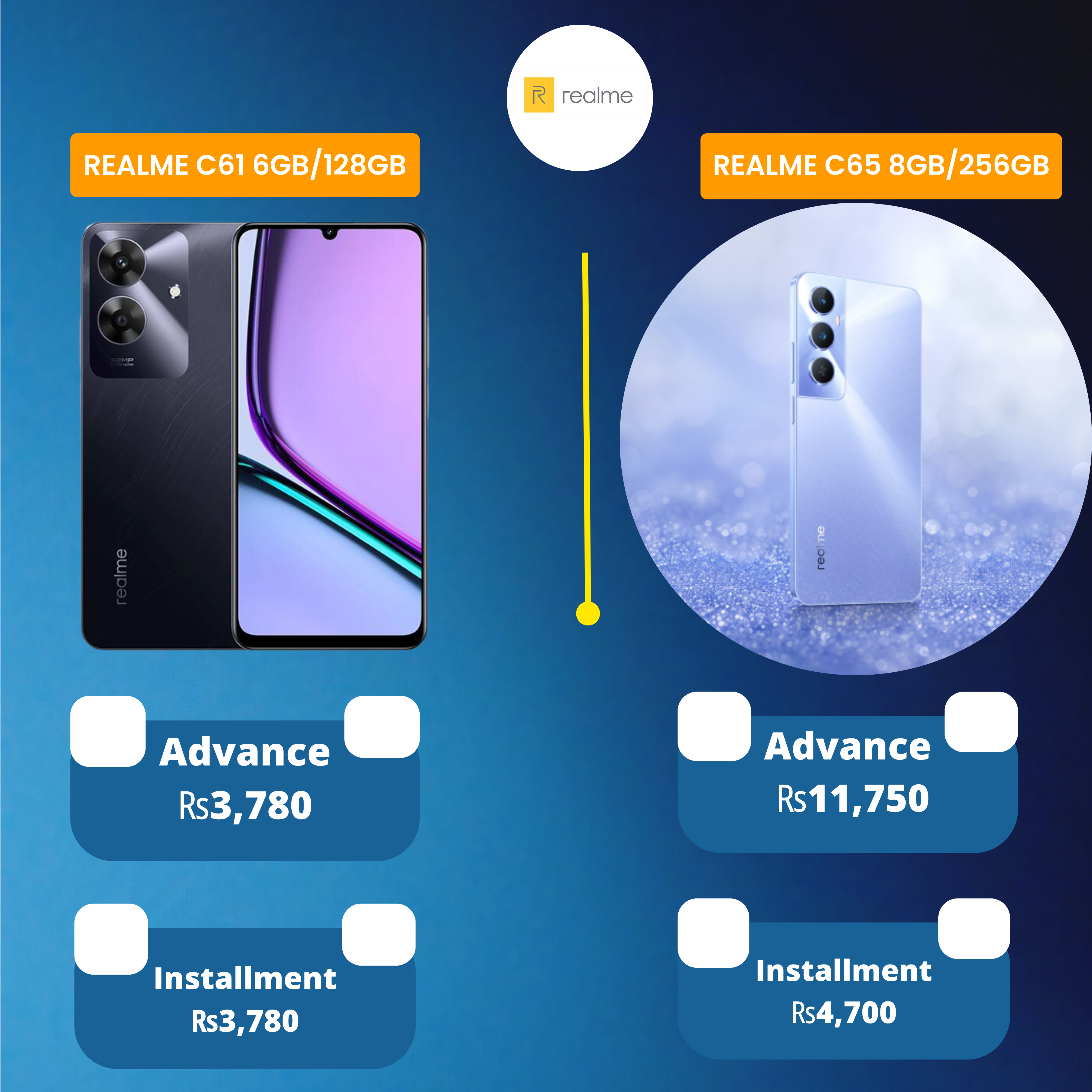 Realme C65 8GB/256GB    Realme C61 6GB/128GB