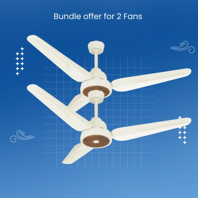Champion NPM-03 Ceiling Fan 56" (Cream & Dark Wood) – Bundle of 2 Fans – Special Price!